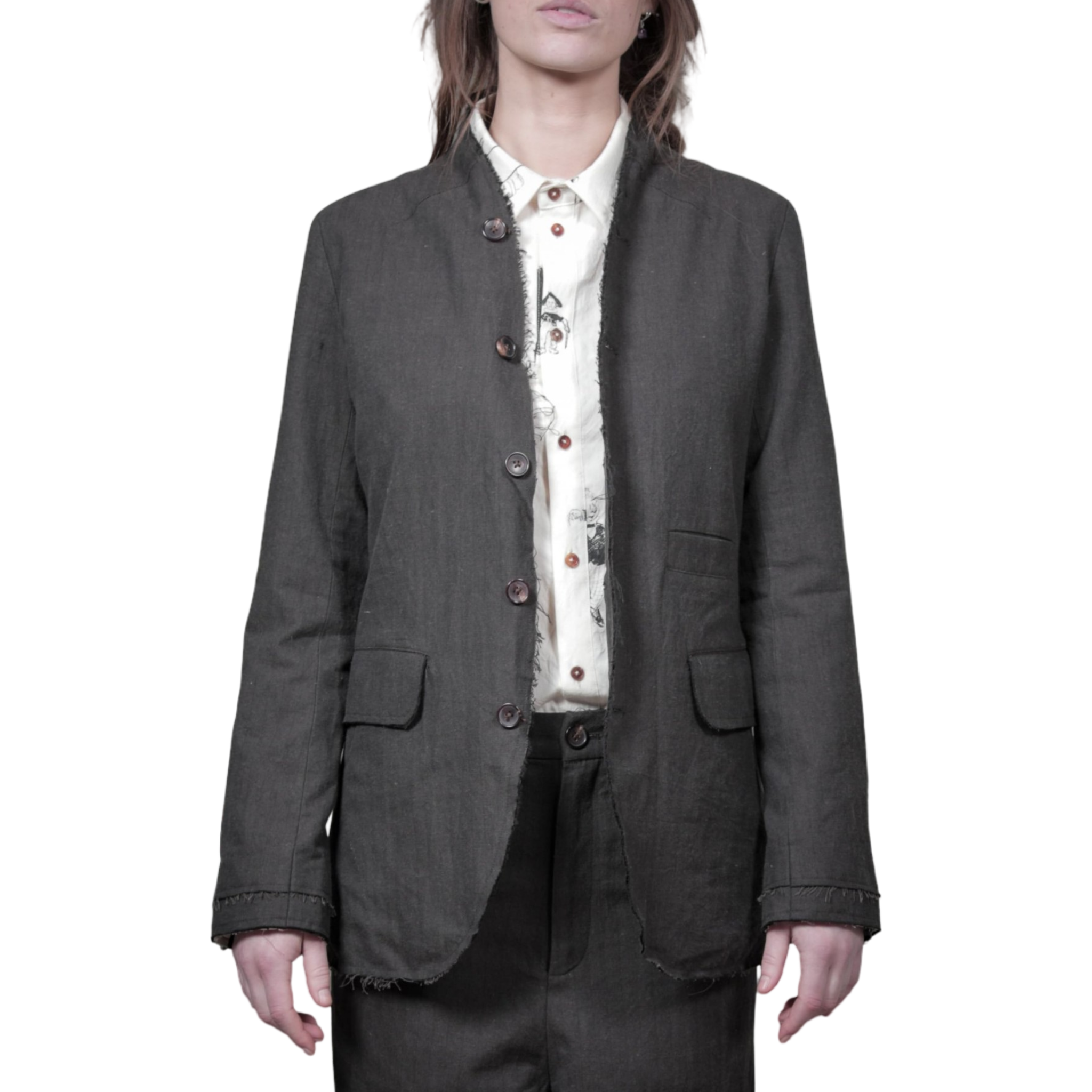 Aleksandr Manamis Raw Edge Cotton Linen Jacket