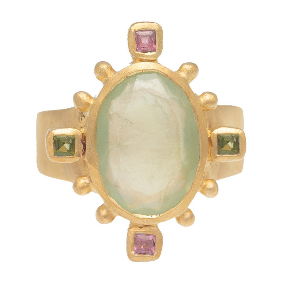 Rubyteva Prehnite Rambagh Ring