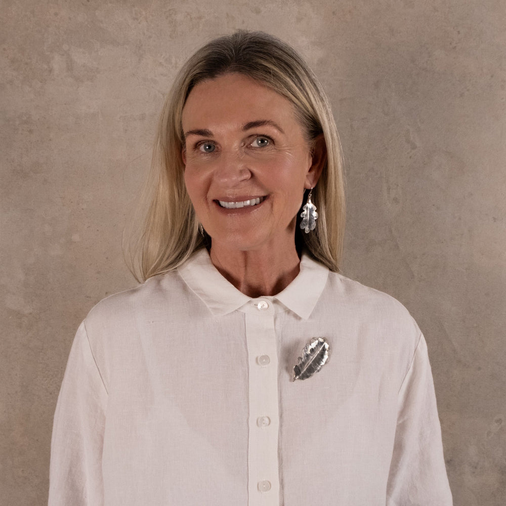 Emma Cunningham Recycled Silver Oak Leaf Earrings