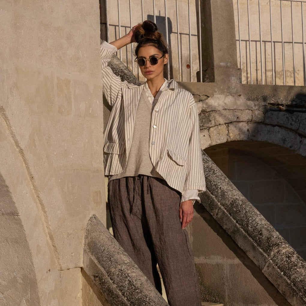 Meg By Design Ticking Stripe Cotton Oxford Jacket