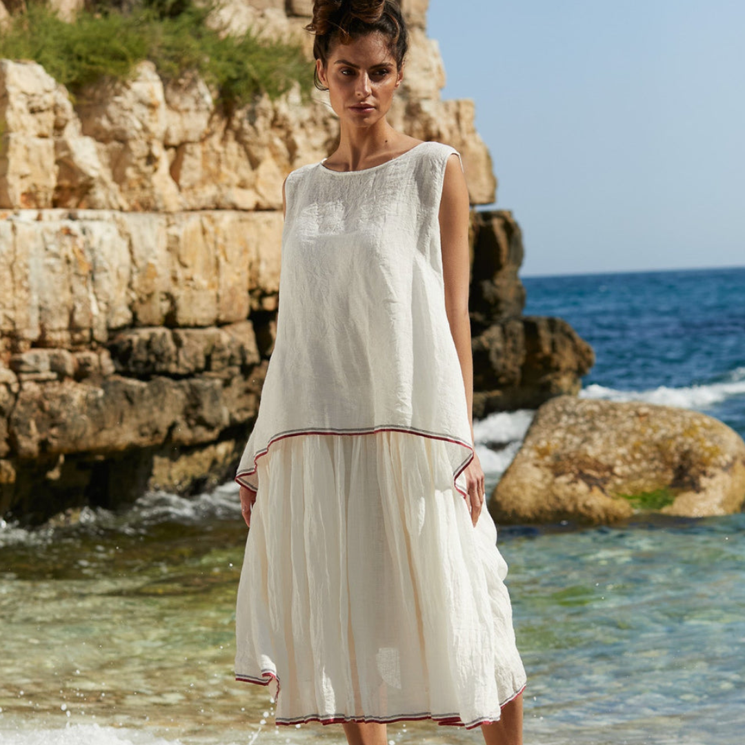 Meg by Design High Tea Short Slip Linen Gauze Dress – Manteau Noir