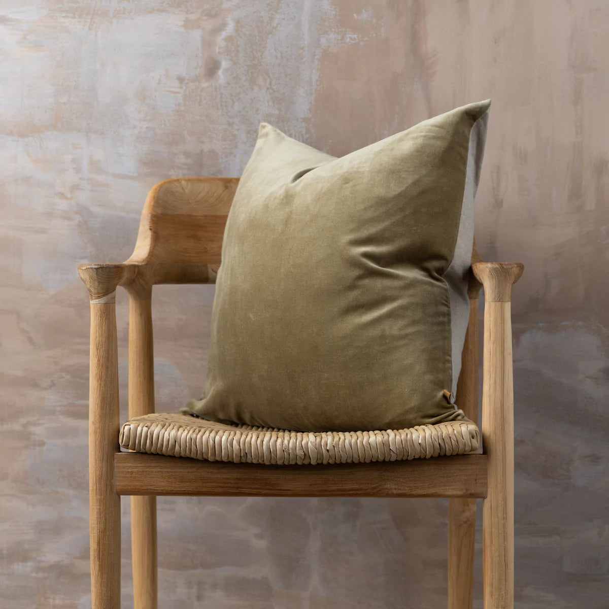 Linen/Velvet Square Cushion