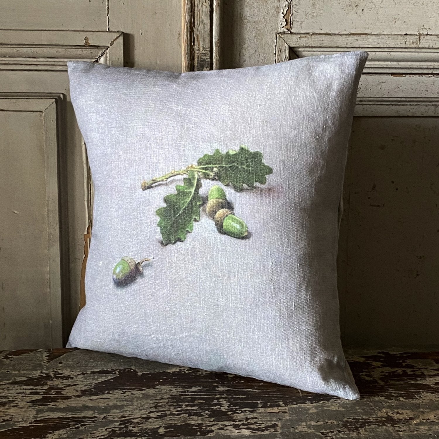 Anita Mertzlin Acorns and Leaves Linen Cushion