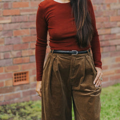 Montaigne Cotton Corduroy Front Pleated Wide Leg Pants