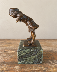 Grundman Vintage Bronze Miniature of a Girl on Roller-skates