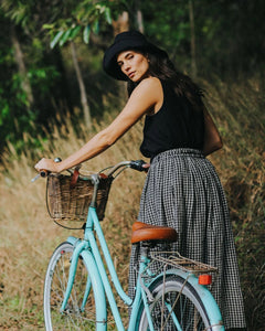 Montaigne Amélie Black and White Linen Gingham Check Skirt