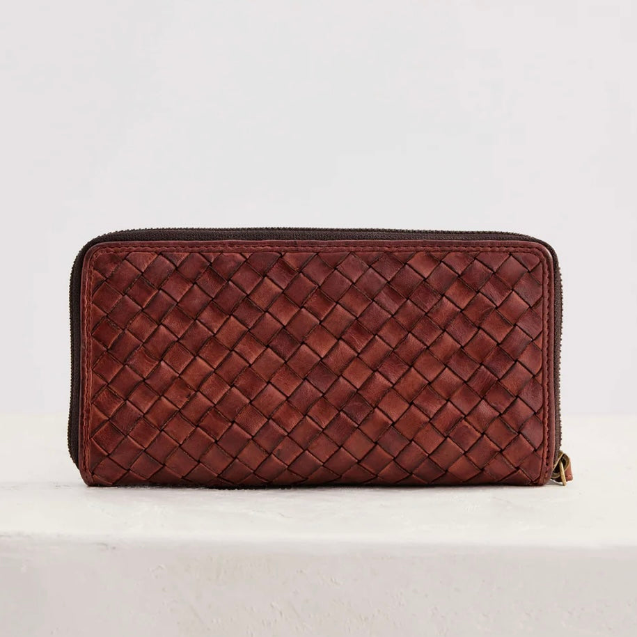 Juju & Co Large Basque Woven Leather Wallet