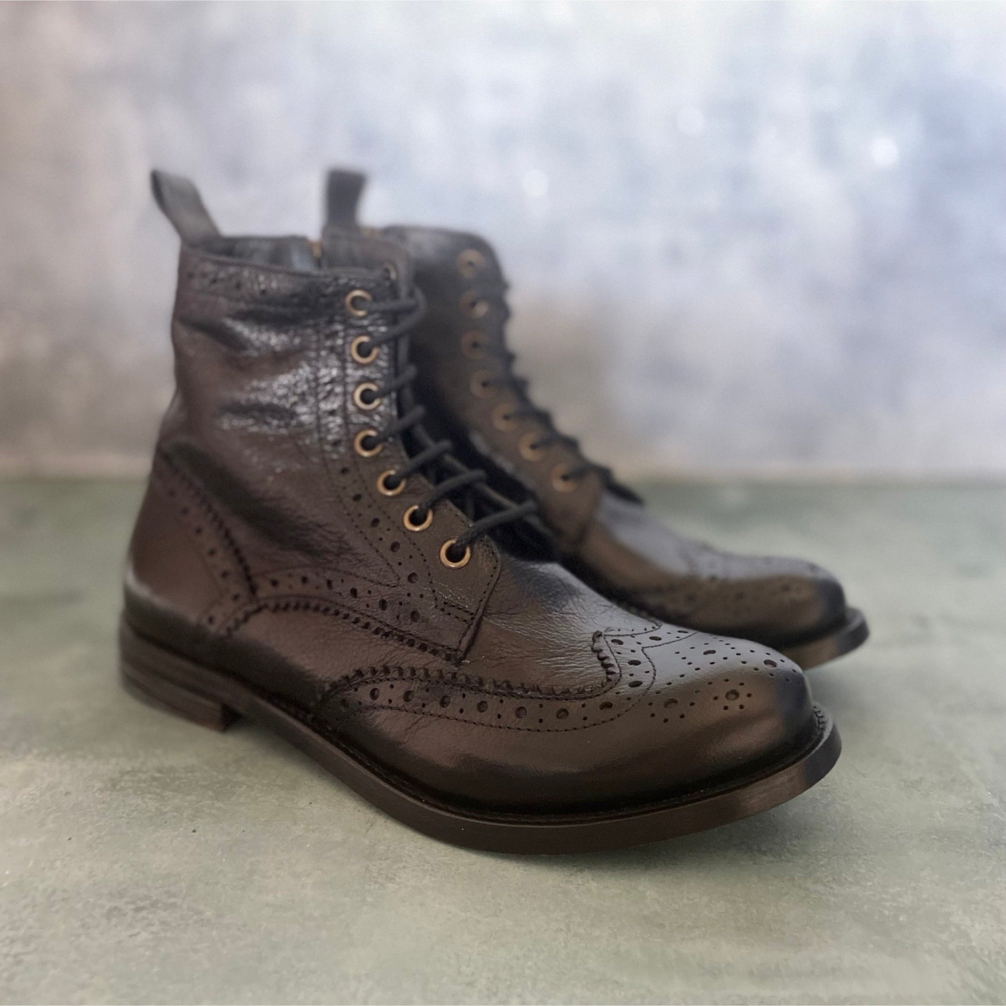 Victoria Varrasso Black Harper Brogue Boots