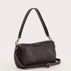 Juju & Co Basque Midi Chocolate Woven Leather Bag