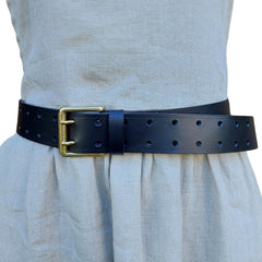 Ichi Antiquités Classic Twin Hole Leather Belt