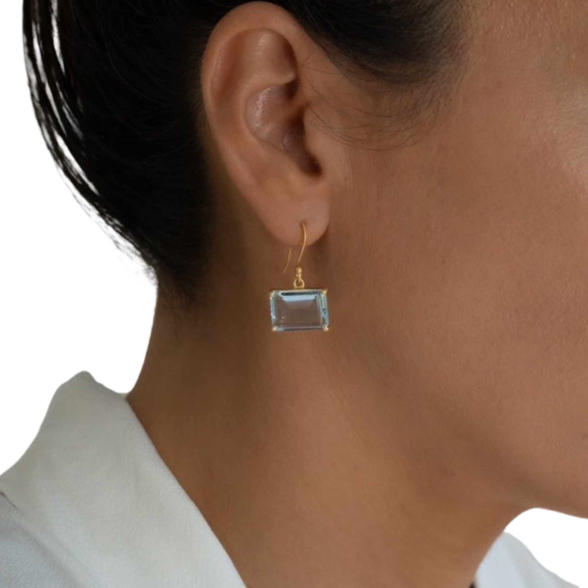 Rubyteva Aquamarine Glass Earrings
