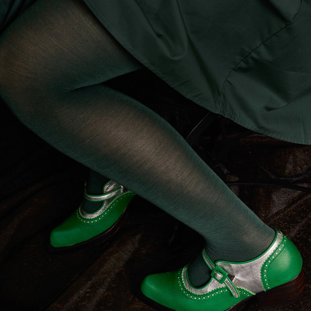 Tightology Luxe Green Merino Wool Tights