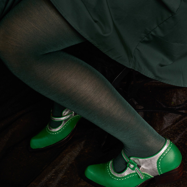 Tightology Luxe Green Merino Wool Tights