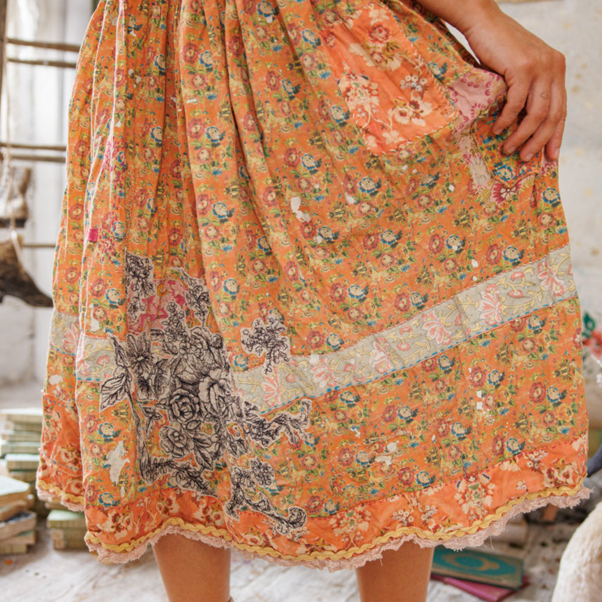 Magnolia Pearl Floral Appliqué Taigi Dress