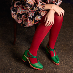 Tightology Geo Red Merino Wool Tights
