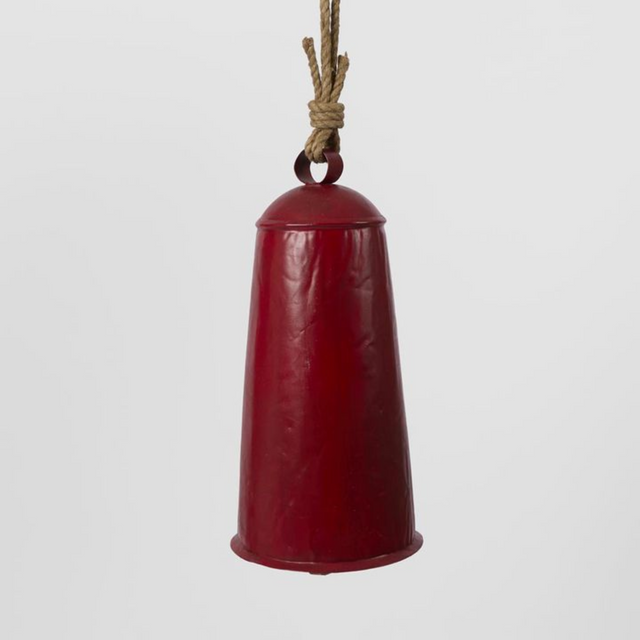 Large Vintage Red Rustic Cow Bell