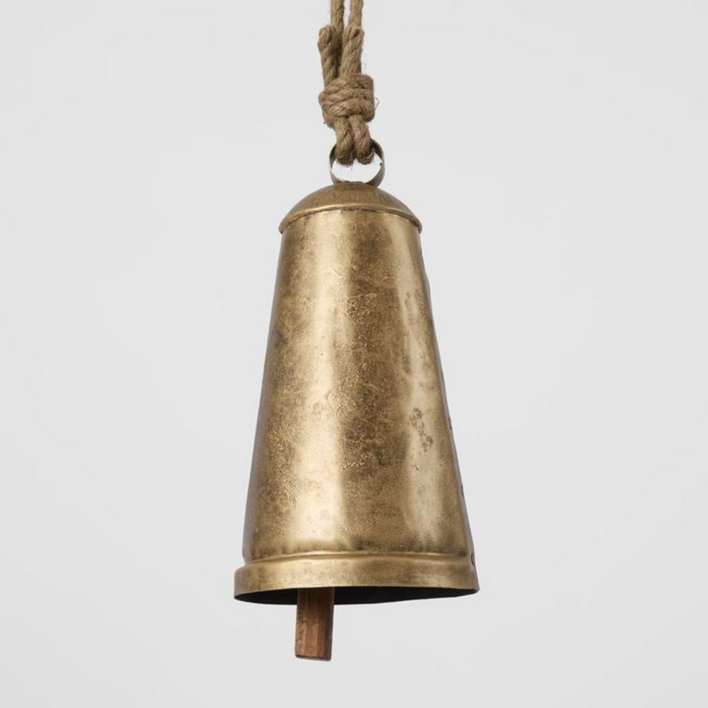 Medium Tapered Antique Gold Rustic Cow Bell