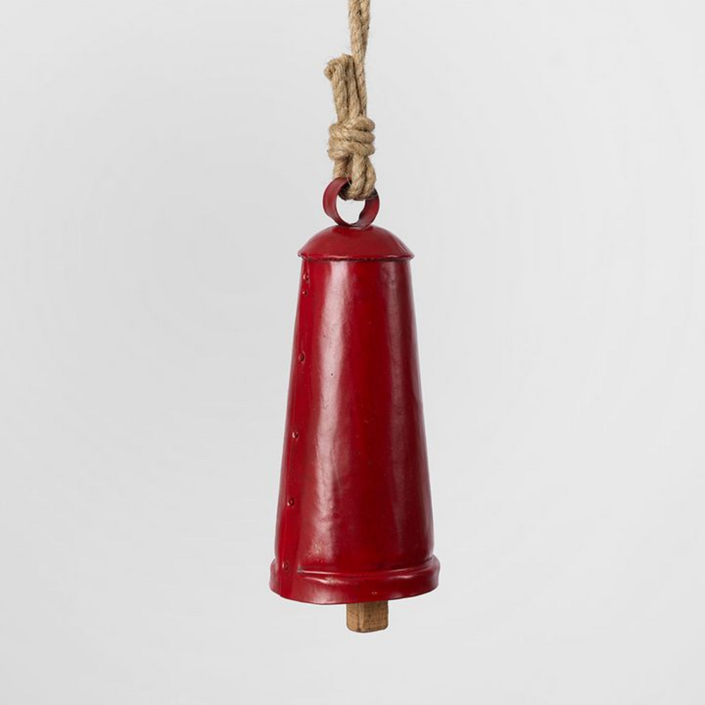 Medium Tapered Vintage Red Rustic Cow Bell