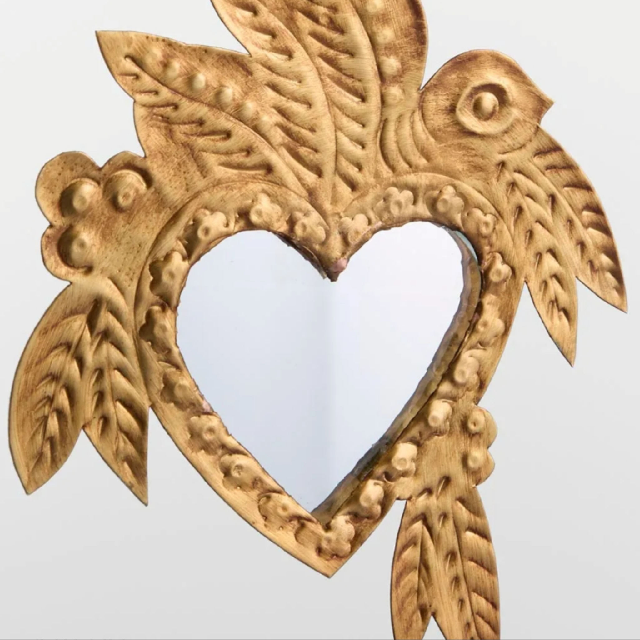 Gold Heart hanging Mirror