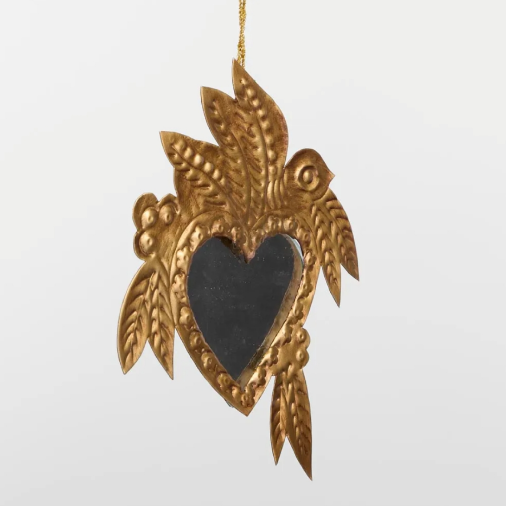 Gold Heart hanging Mirror