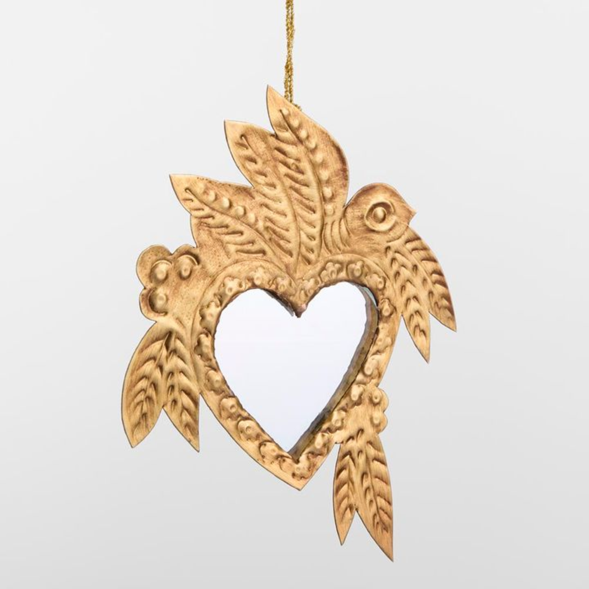 Gold Heart hanging Mirror
