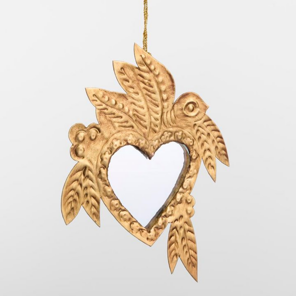 Gold Heart hanging Mirror