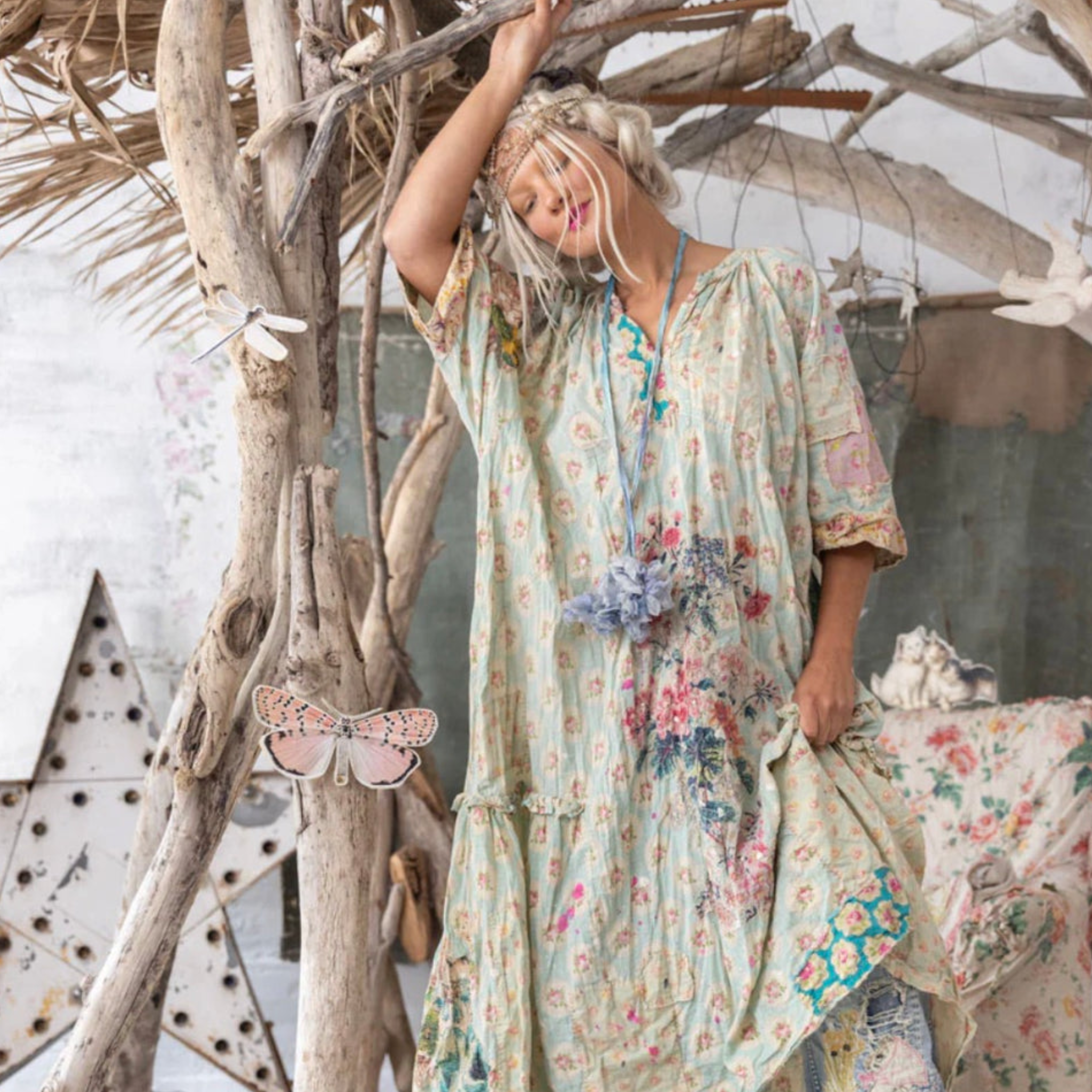 Magnolia Pearl Appliqué Fayhe Dress