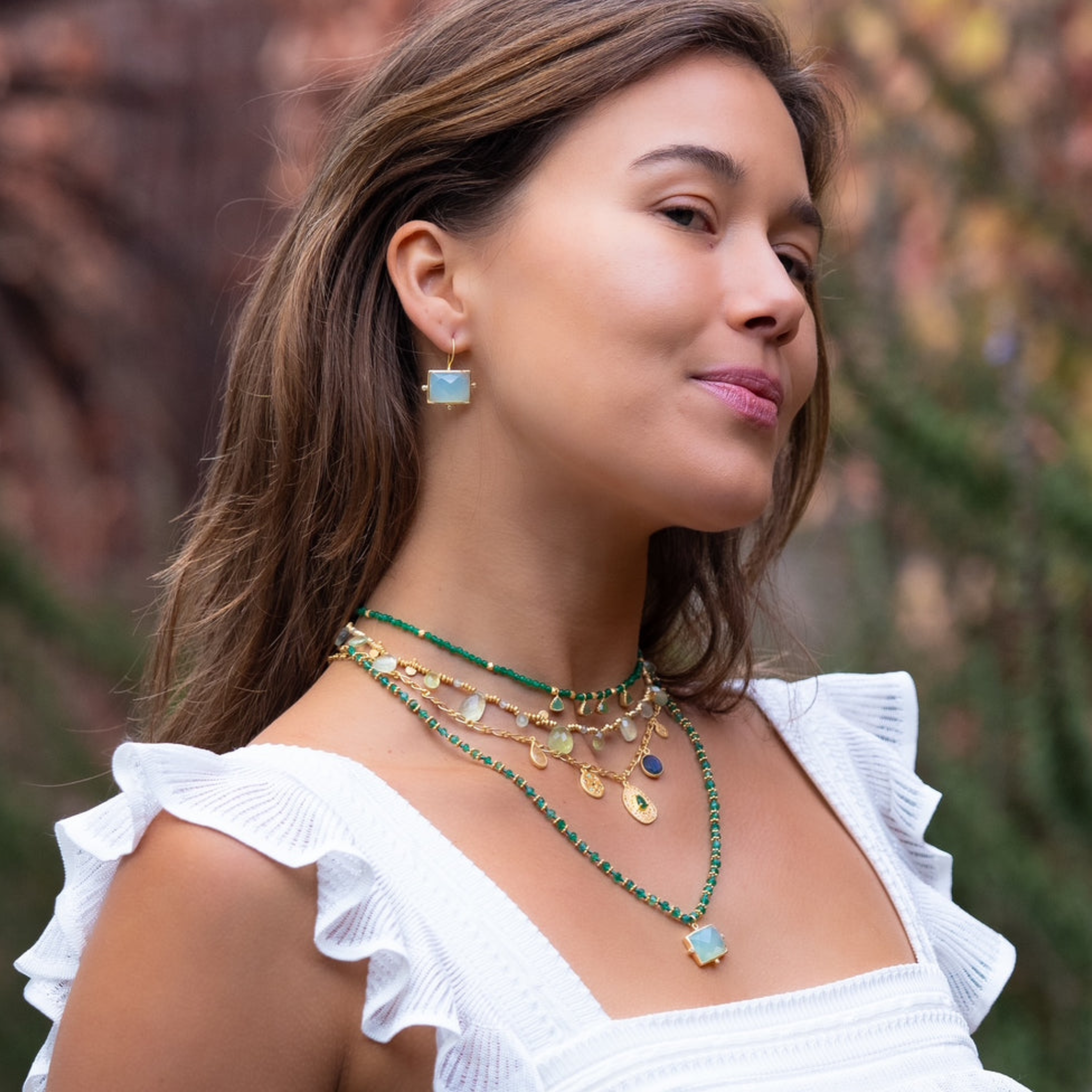 Rubyteva Gold Plated Nehru Prehnite Adjustable Necklace