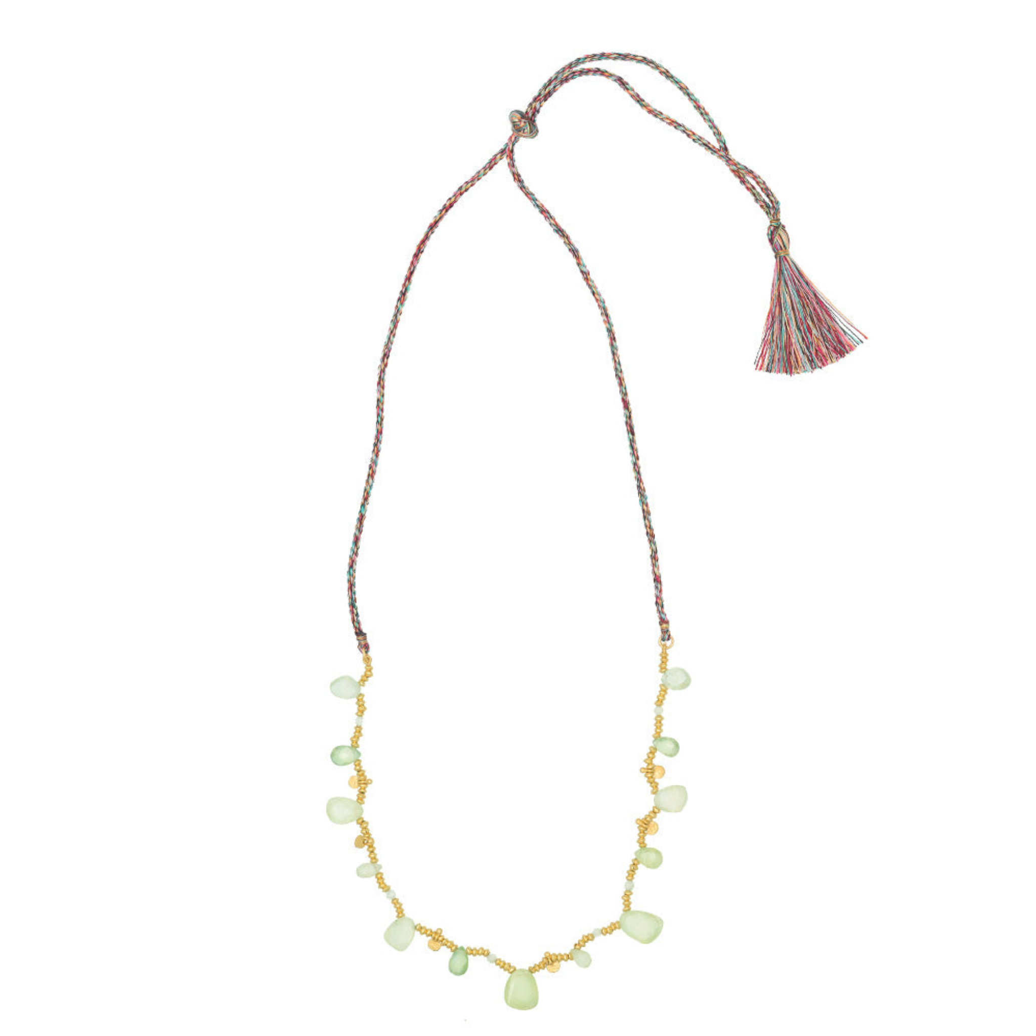 Rubyteva Gold Plated Nehru Prehnite Adjustable Necklace