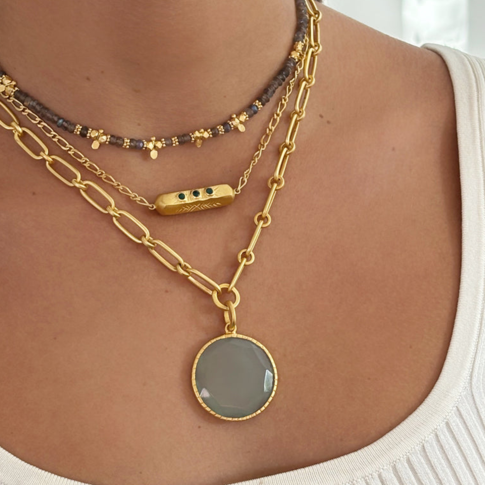 Rubyteva Labradorite Saffron Adjustable Necklace