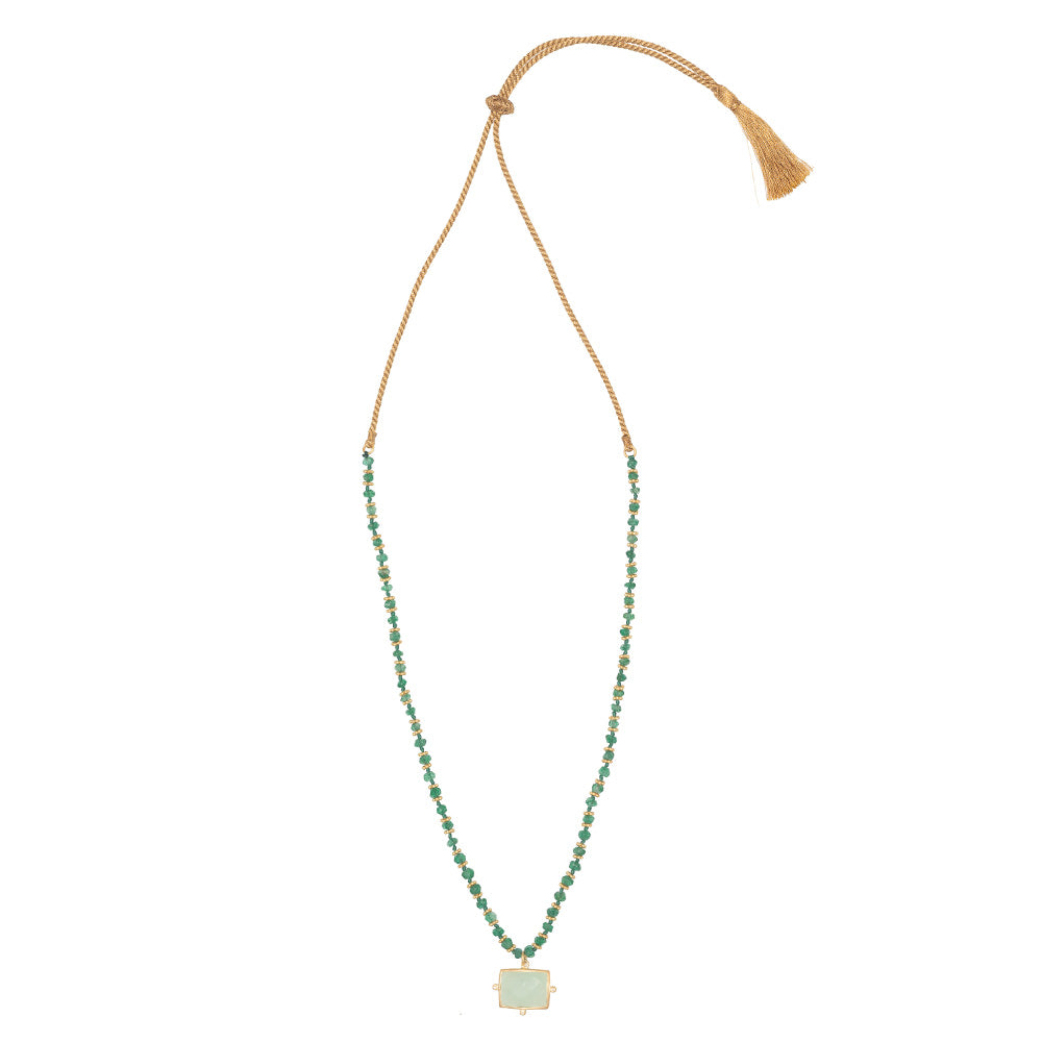 Rubyteva Aqua Chalcedony & Green Aventurine Kasbah Adjustable Necklace
