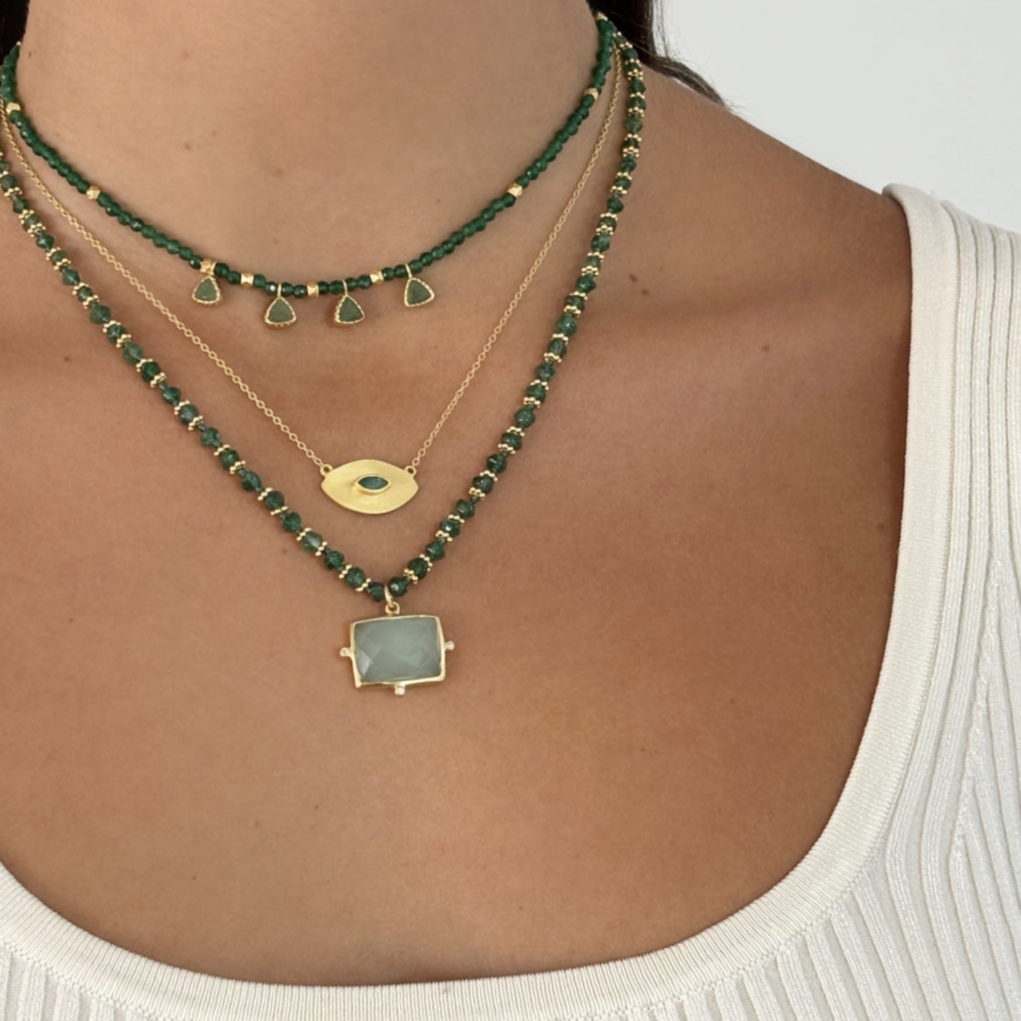 Rubyteva Green Aventurine Mamounia Adjustable Necklace