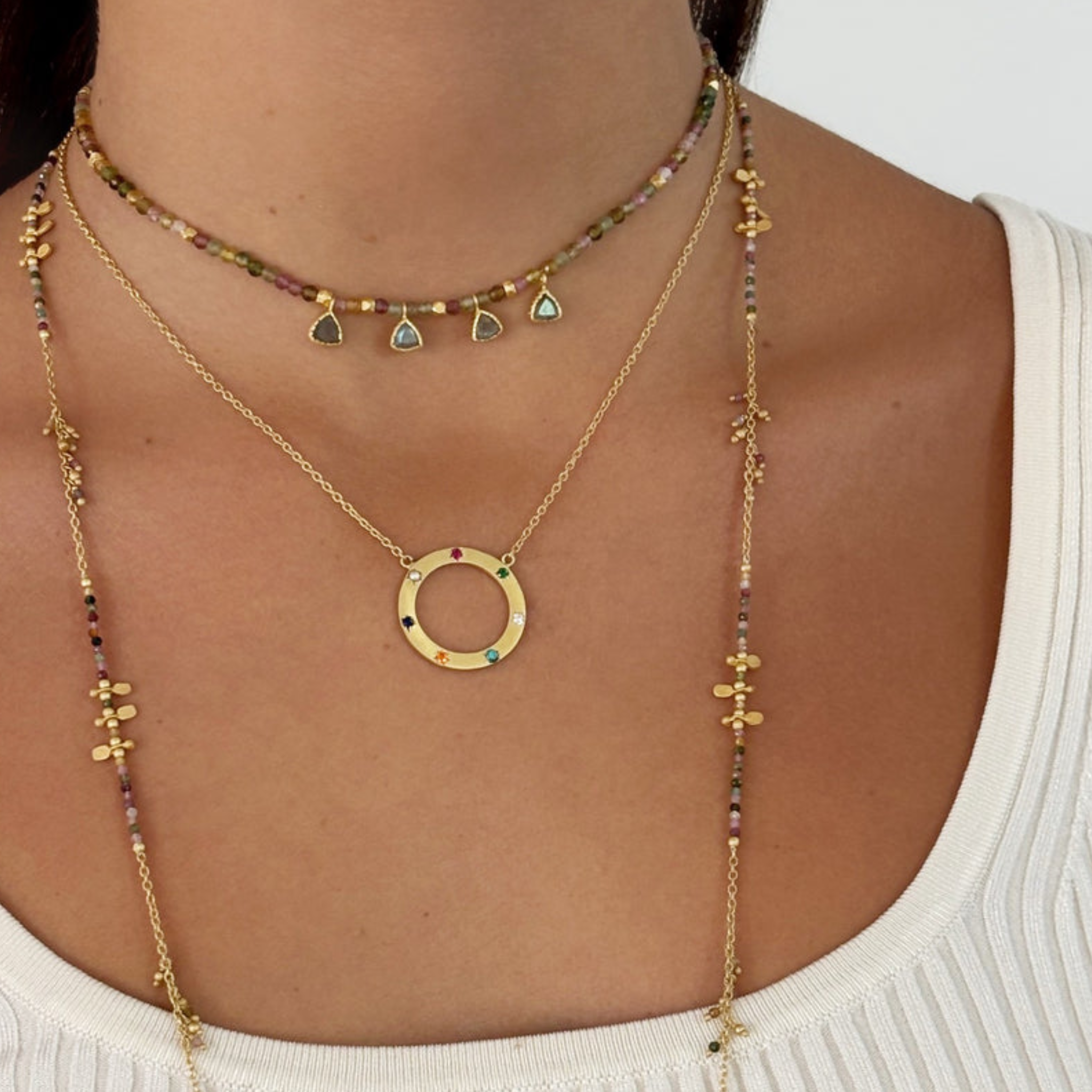 Rubyteva Multi Tourmaline & Labradorite Mamounia Adjustable Necklace