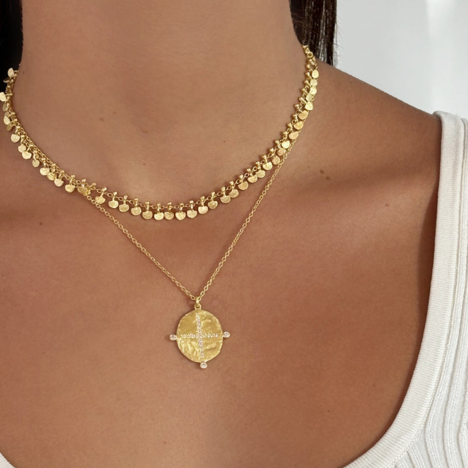Rubyteva Gold Plated Mahal Disc Adjustable Necklace