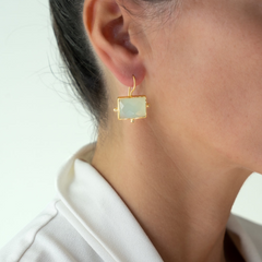 Rubyteva Gold Plated Kasbah Earrings with Aqua Chalcedony