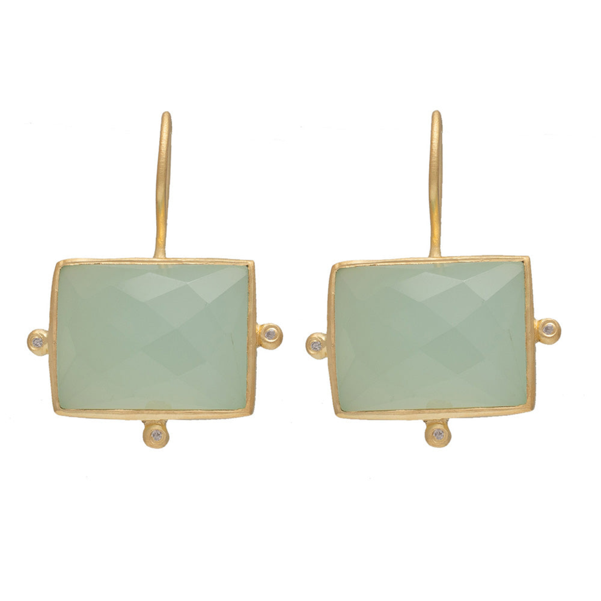 Rubyteva Gold Plated Kasbah Earrings with Aqua Chalcedony