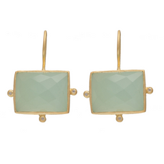 Rubyteva Gold Plated Kasbah Earrings with Aqua Chalcedony