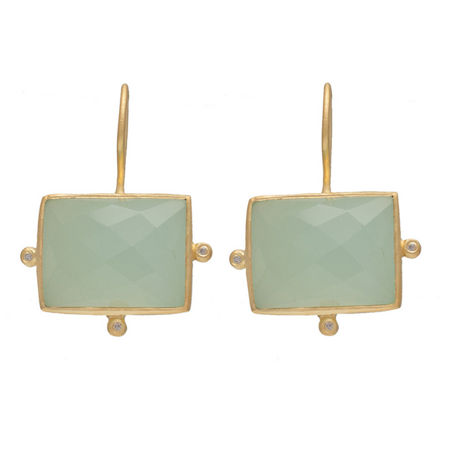 Rubyteva Gold Plated Kasbah Earrings with Aqua Chalcedony