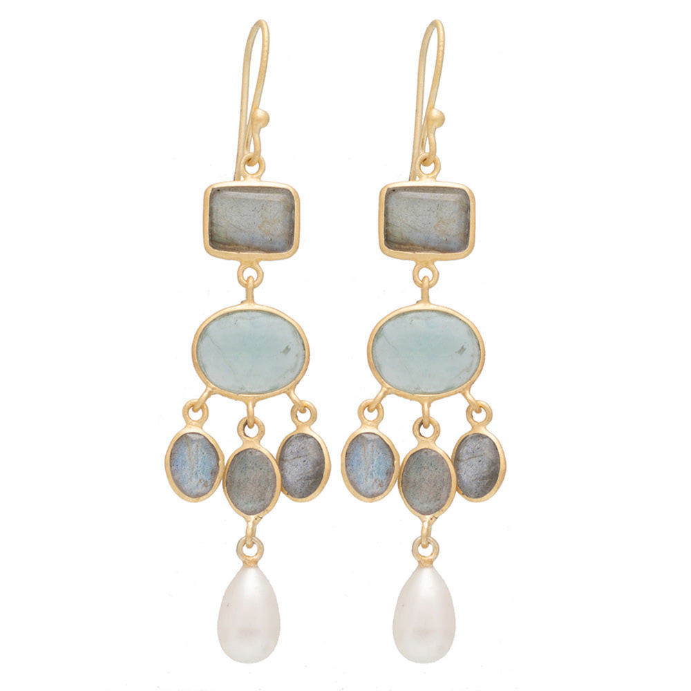 Rubyteva Gold Plated Purani Earrings with Apatite