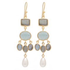Rubyteva Gold Plated Purani Earrings with Apatite