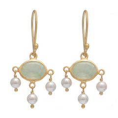 Rubyteva Gold Plated Bapu Earrings with Prehnite