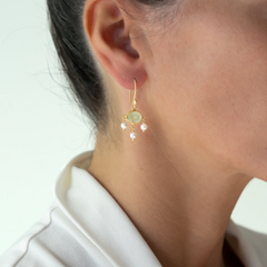 Rubyteva Gold Plated Bapu Earrings with Prehnite