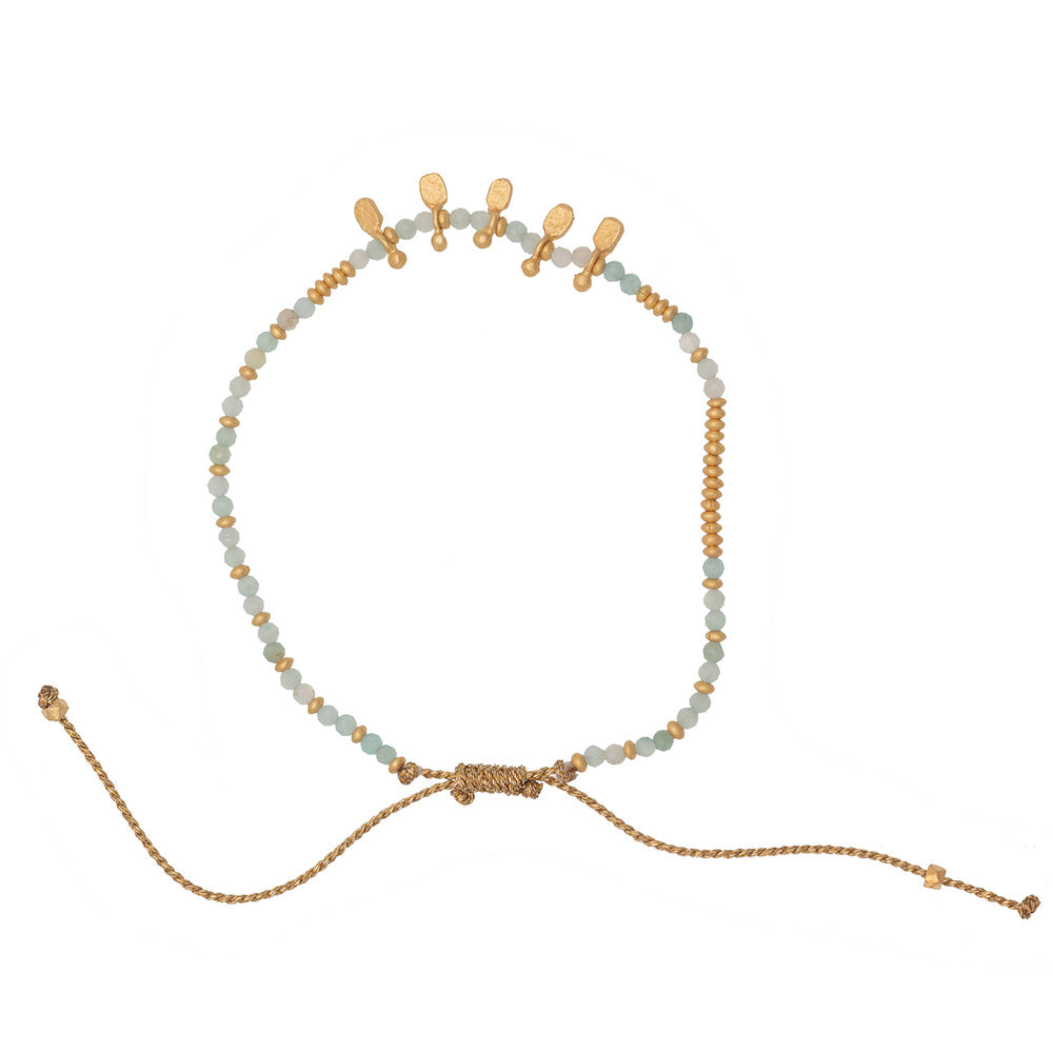 Rubyteva Gold Plated Beldi Amazonite Adjustable Bracelet