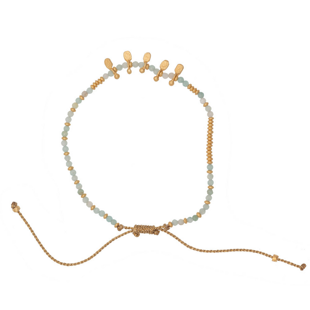 Rubyteva Gold Plated Beldi Amazonite Adjustable Bracelet
