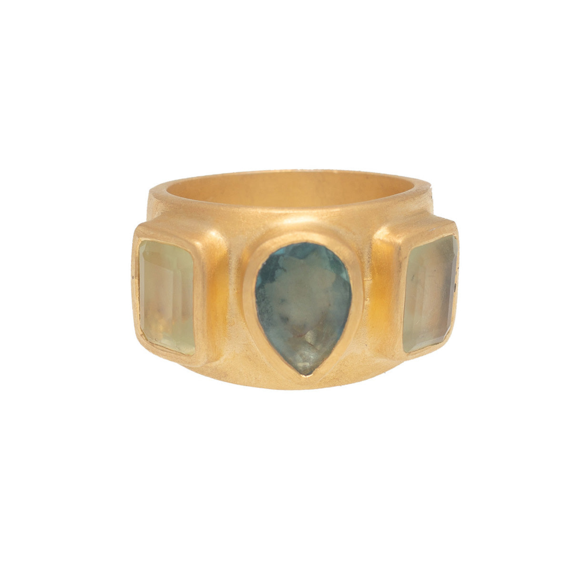Rubyteva Gold Plated Green Apatite Anokhi Ring