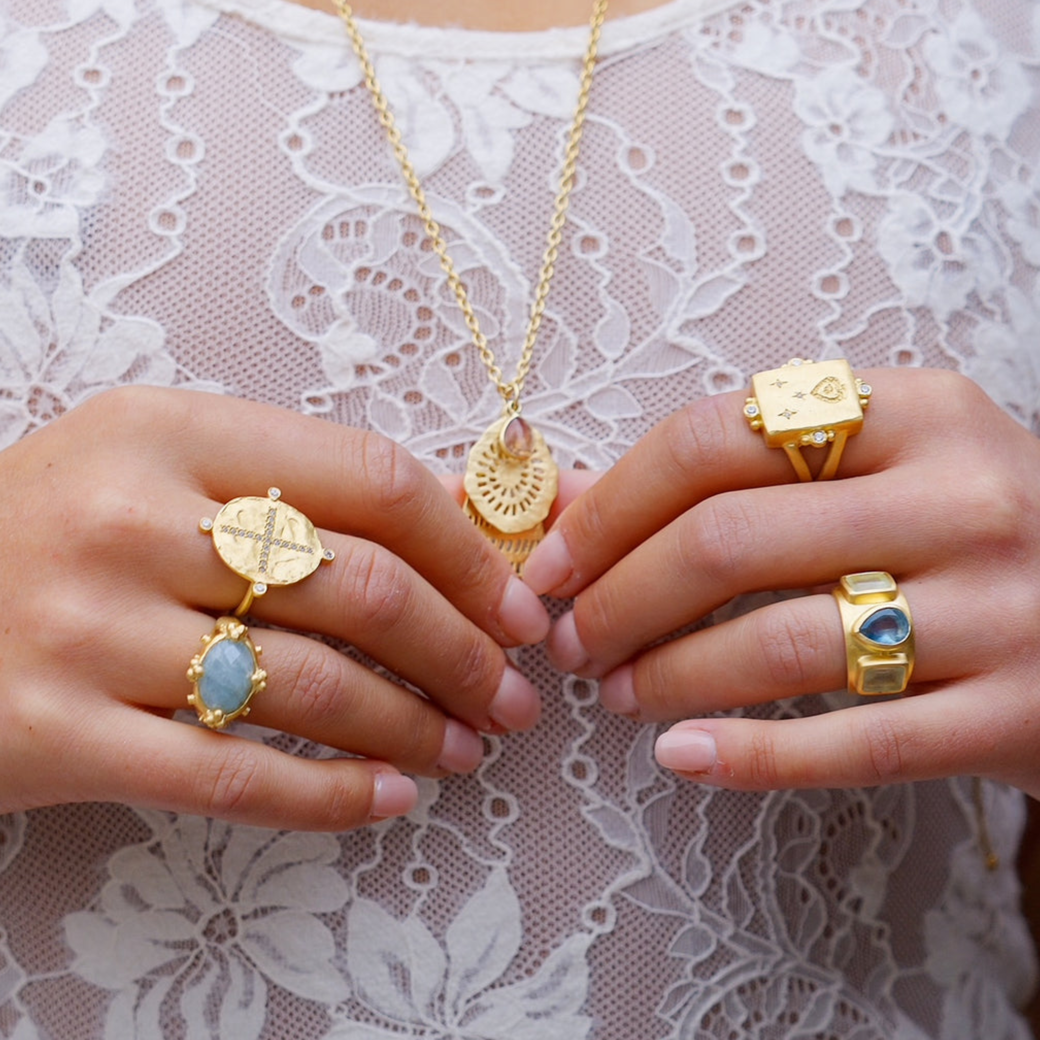 Rubyteva Gold Plated Green Apatite Anokhi Ring