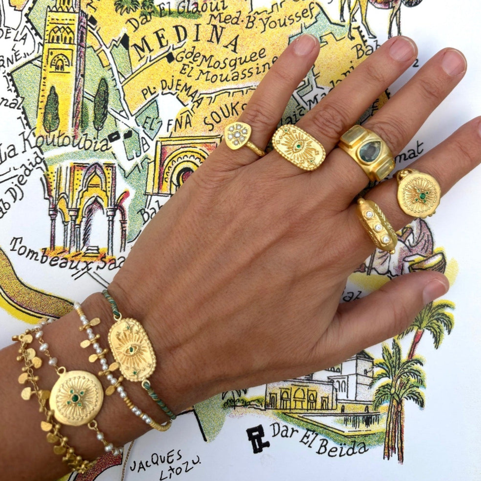 Rubyteva Gold Plated Green Apatite Anokhi Ring