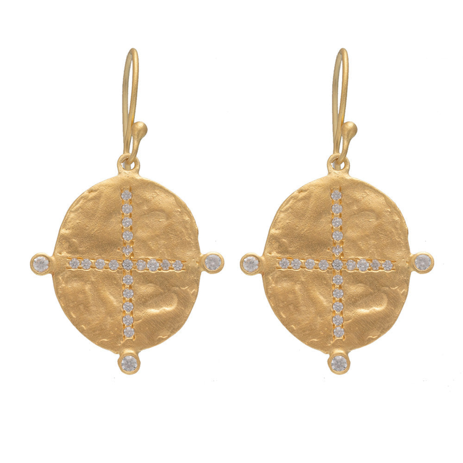 Rubyteva Cubic Zirconia Cross Oval Earrings