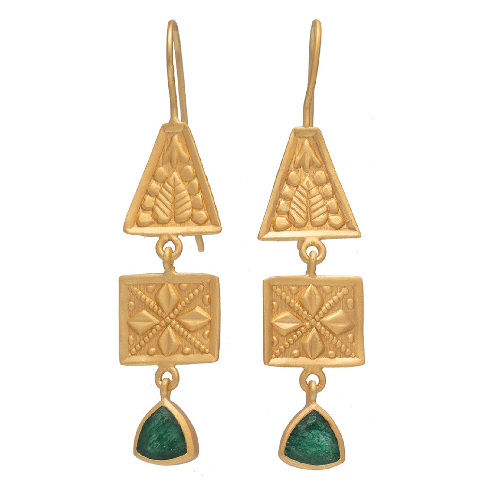 Rubyteva Green Aventurine Henna Earrings