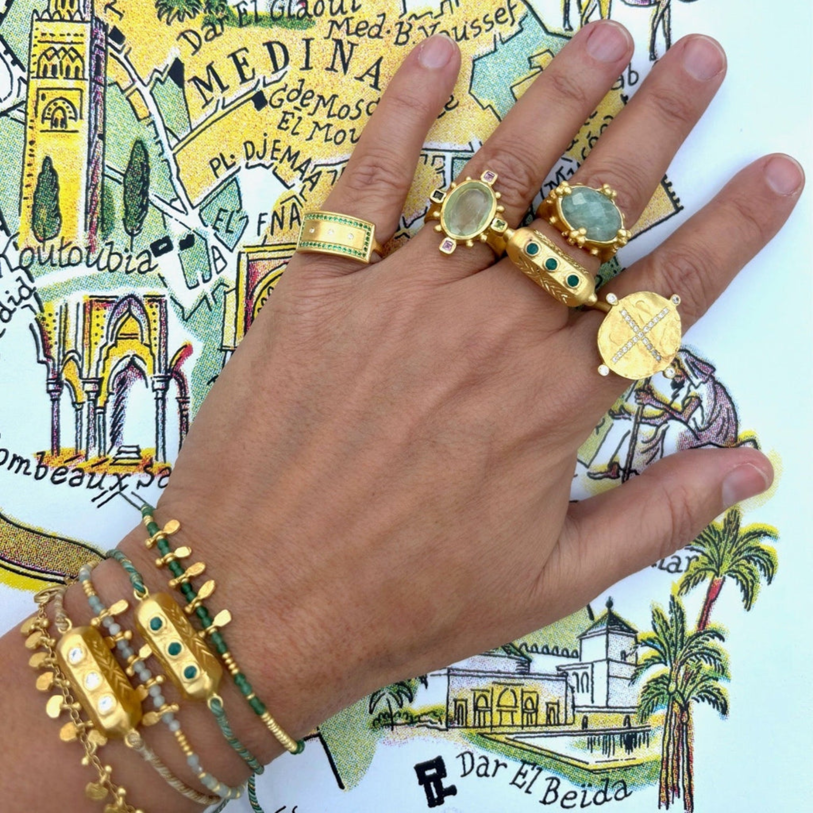 Rubyteva Prehnite Rambagh Ring